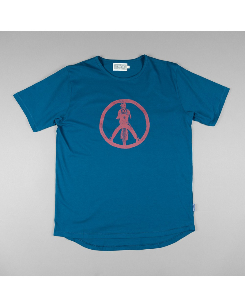 PEACE RED ON BLUE  - T-Shirts