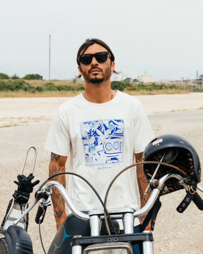 T-shirt JUNGLE BLANC  - T-Shirts Homme moto vintage