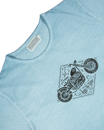 T-shirt CHOP BLEU GRIS  - T-Shirts Homme moto vintage