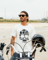 T-shirt SKULL BLANC  - T-Shirts Homme moto vintage