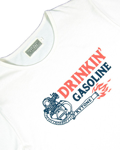 Gasoline White  - T-Shirts Homme moto vintage