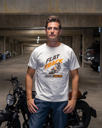 Tracker White  - T-Shirts Homme moto vintage
