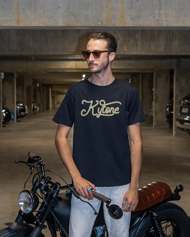 Rope Black  - T-Shirts Homme moto vintage