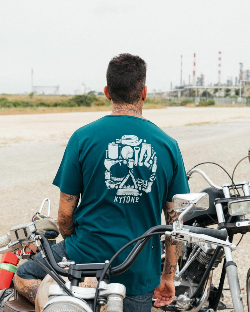 Tee-shirts moto vintage pour homme T-shirt SKULL BLEU